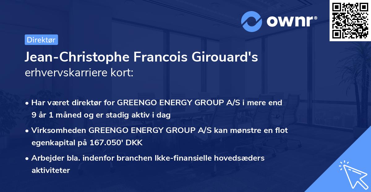 Jean-Christophe Francois Girouard's erhvervskarriere kort