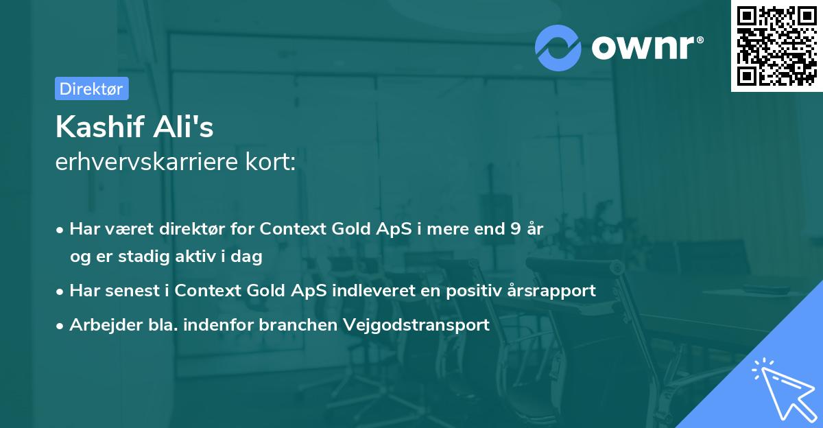 Kashif Ali's erhvervskarriere kort