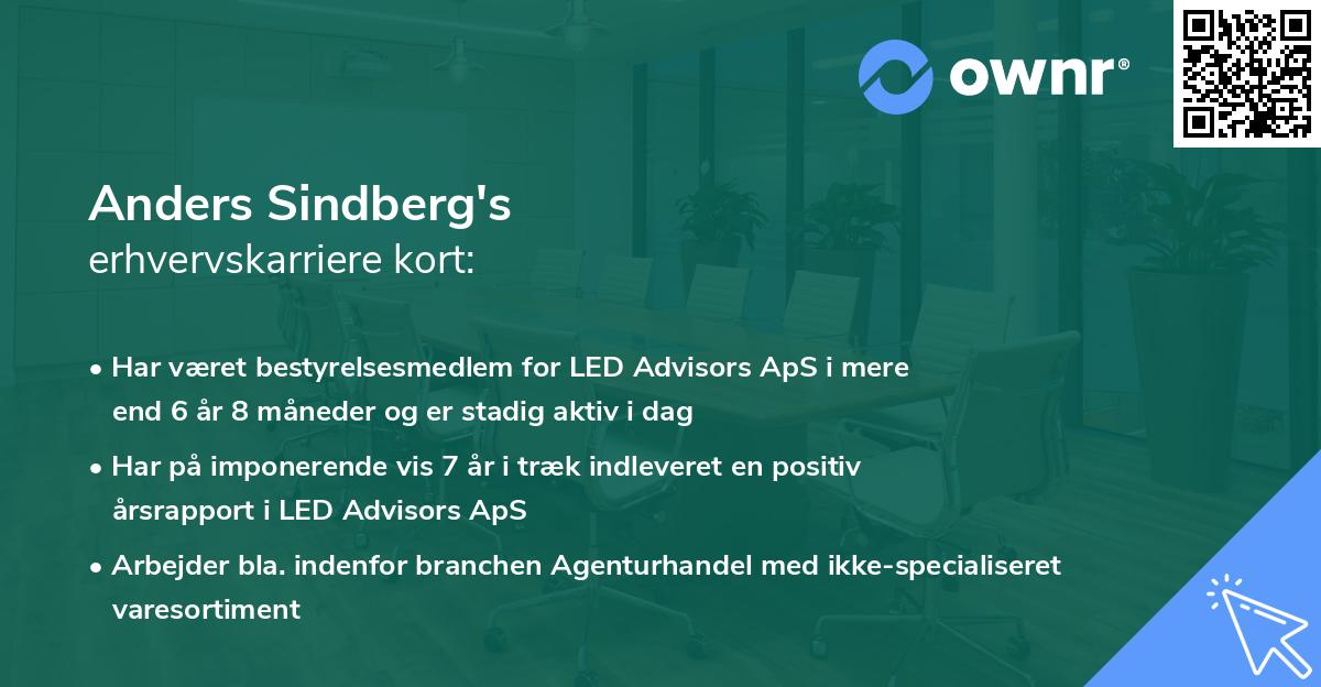 Anders Sindberg's erhvervskarriere kort