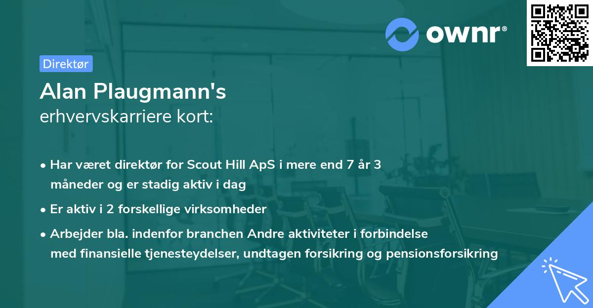 Alan Plaugmann's erhvervskarriere kort