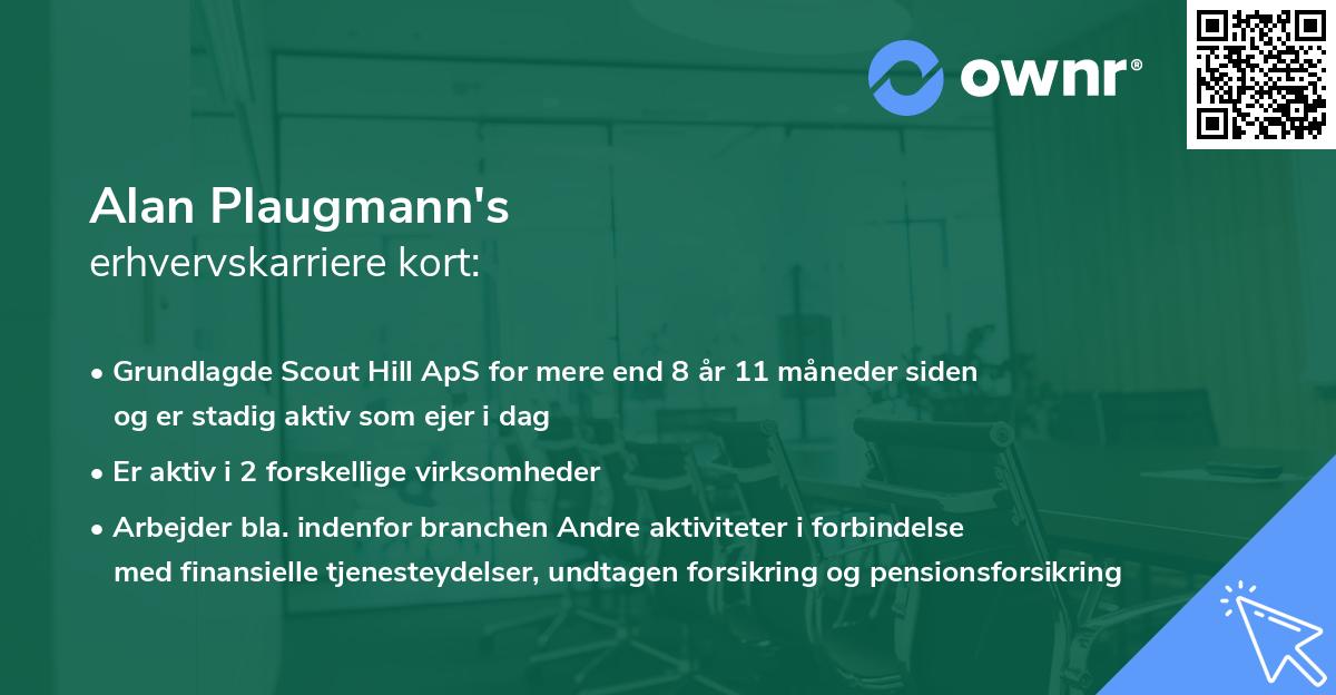 Alan Plaugmann's erhvervskarriere kort