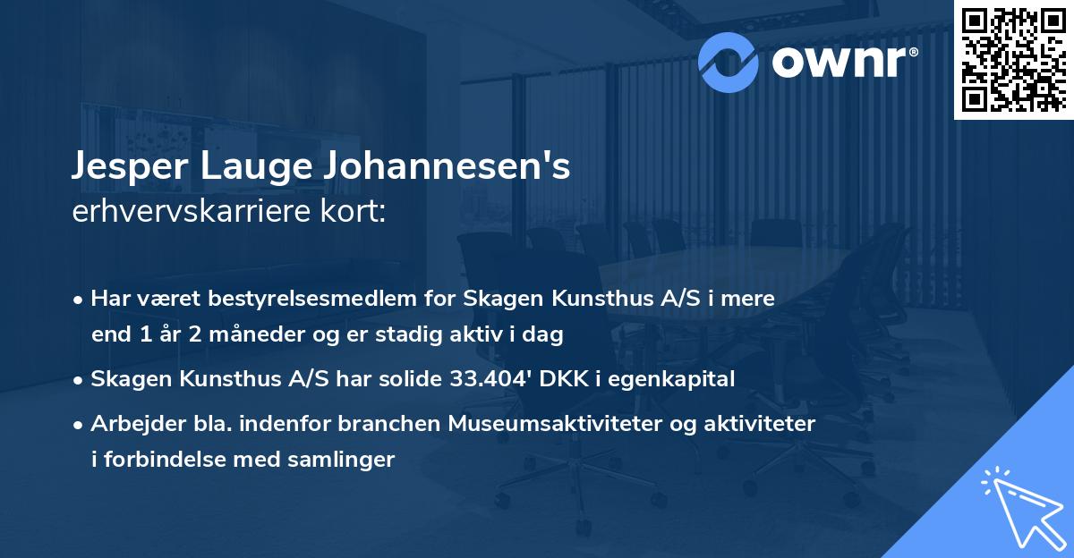 Jesper Lauge Johannesen's erhvervskarriere kort