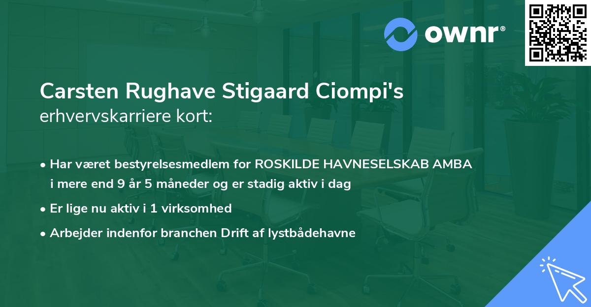Carsten Rughave Stigaard Ciompi's erhvervskarriere kort