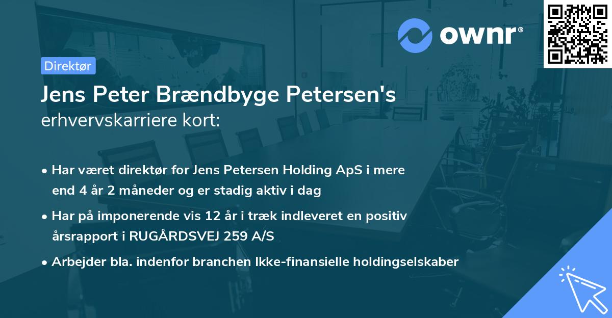 Jens Peter Brændbyge Petersen's erhvervskarriere kort