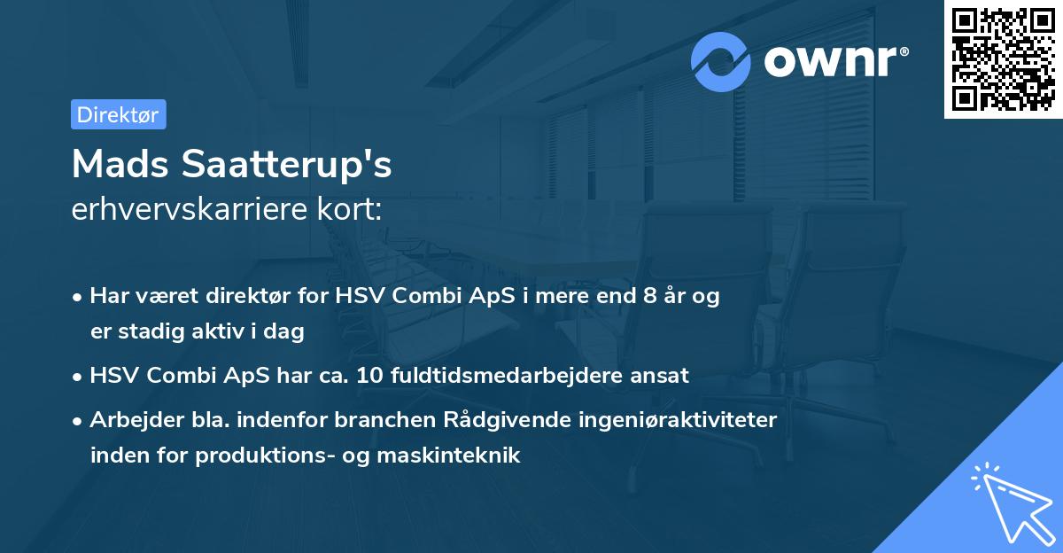 Mads Saatterup's erhvervskarriere kort