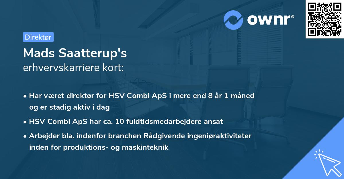 Mads Saatterup's erhvervskarriere kort