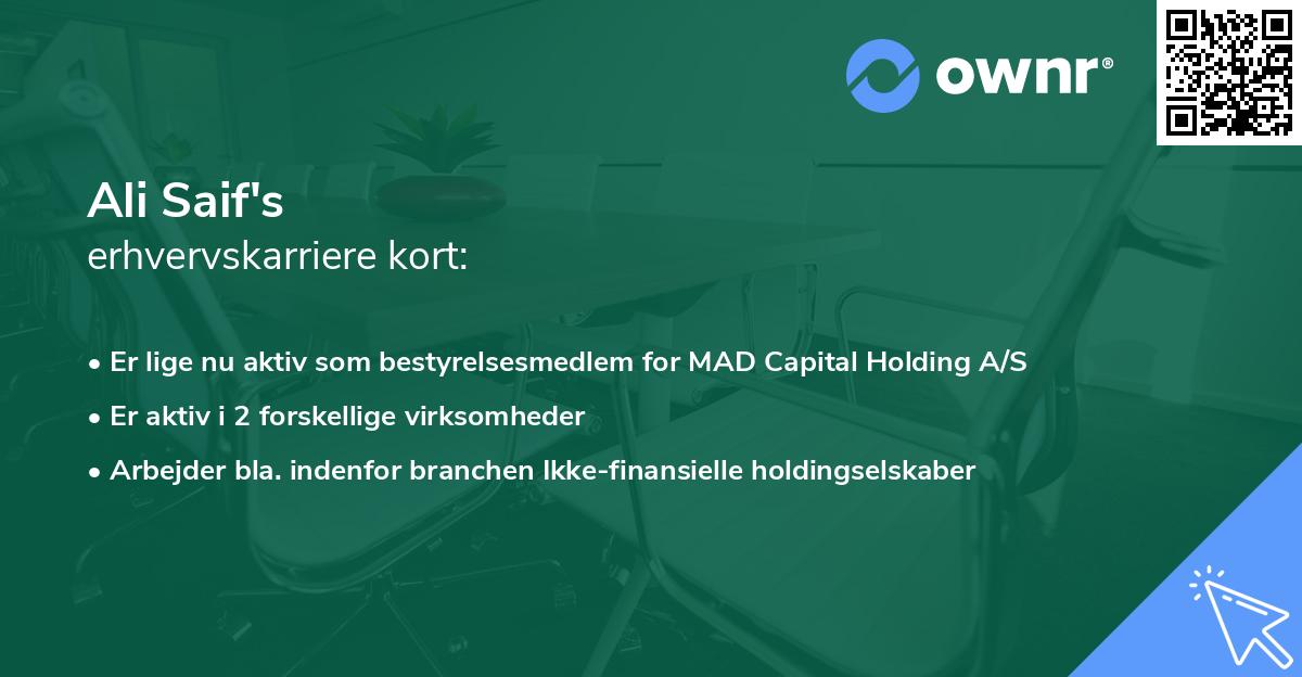 Ali Saif's erhvervskarriere kort