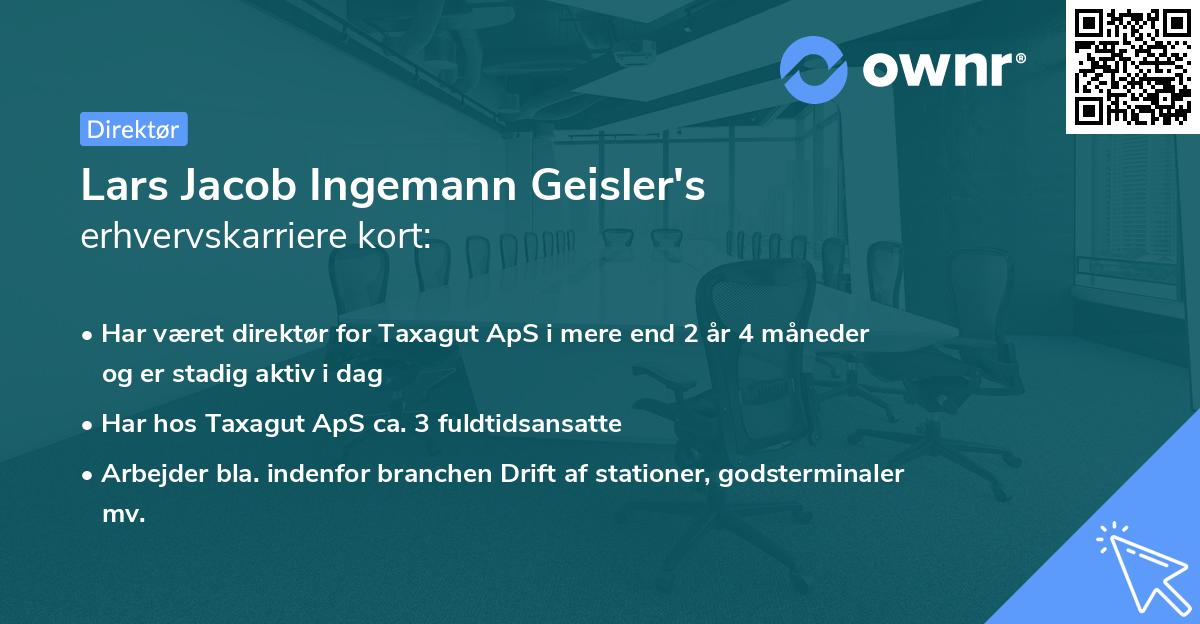 Lars Jacob Ingemann Geisler's erhvervskarriere kort