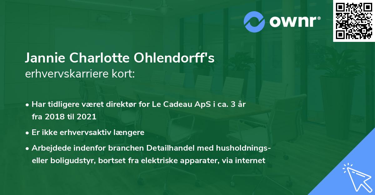 Jannie Charlotte Ohlendorff's erhvervskarriere kort