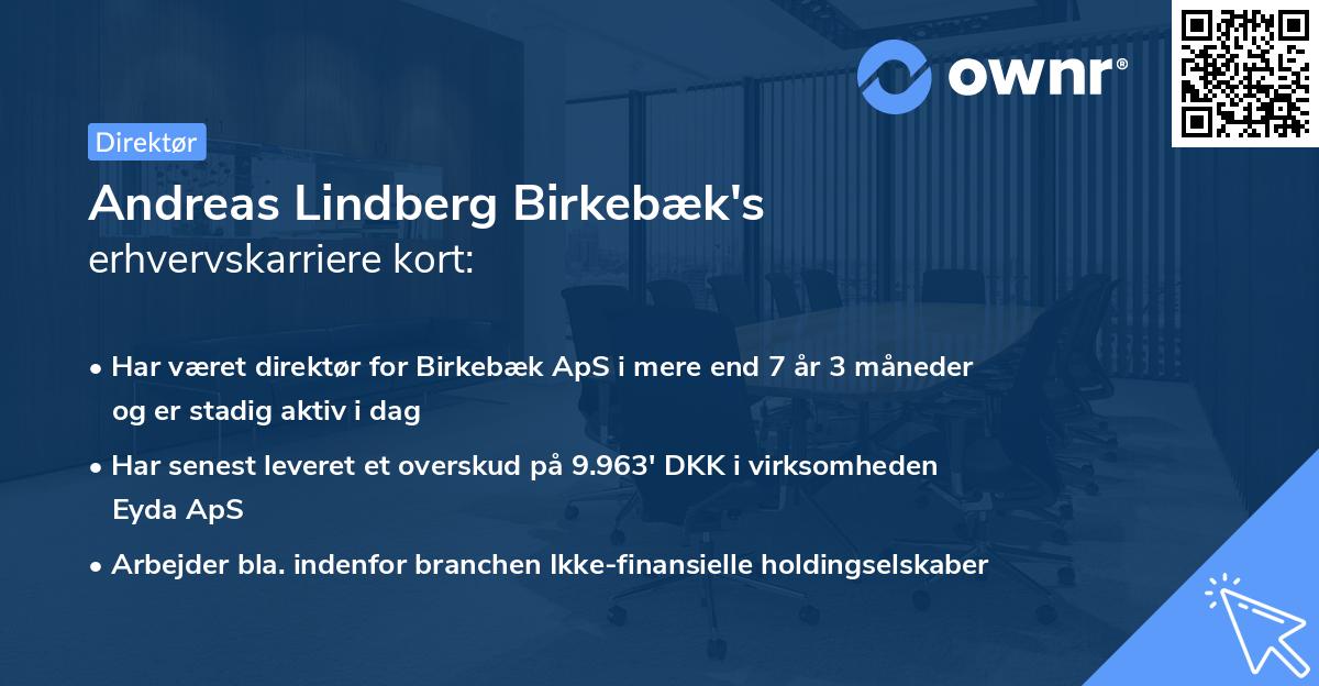 Andreas Lindberg Birkebæk's erhvervskarriere kort