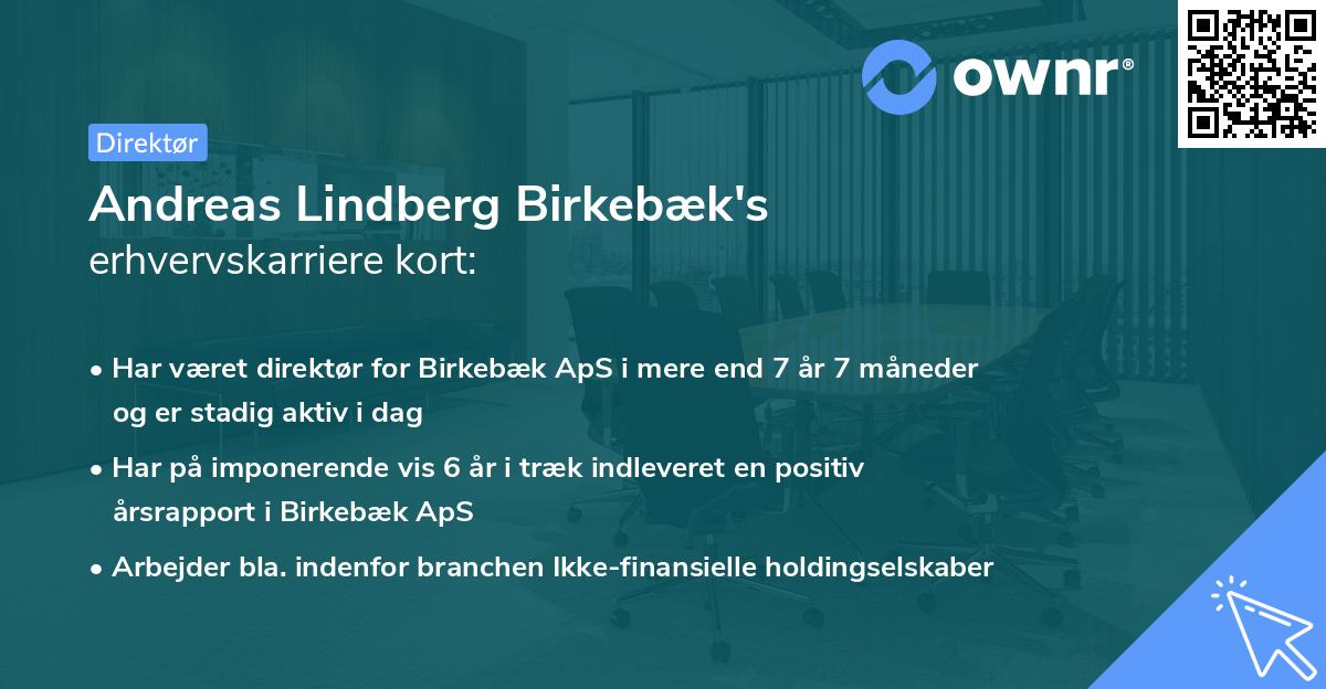 Andreas Lindberg Birkebæk's erhvervskarriere kort