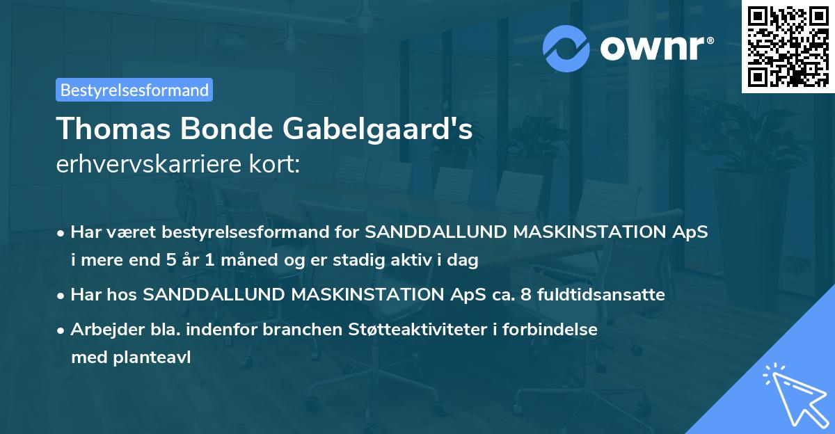 Thomas Bonde Gabelgaard's erhvervskarriere kort