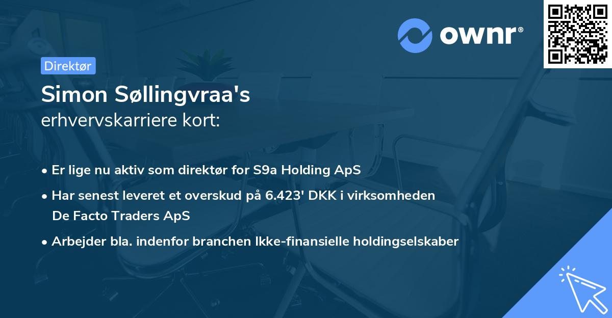 Simon Søllingvraa's erhvervskarriere kort