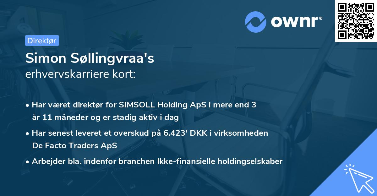 Simon Søllingvraa's erhvervskarriere kort
