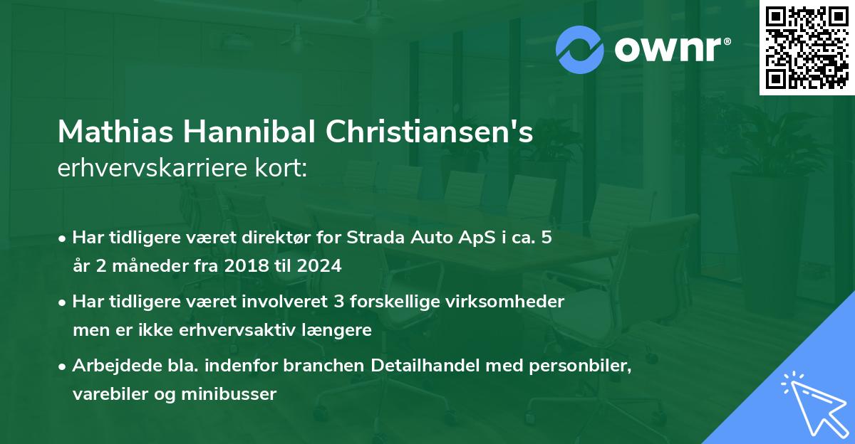 Mathias Hannibal Christiansen's erhvervskarriere kort