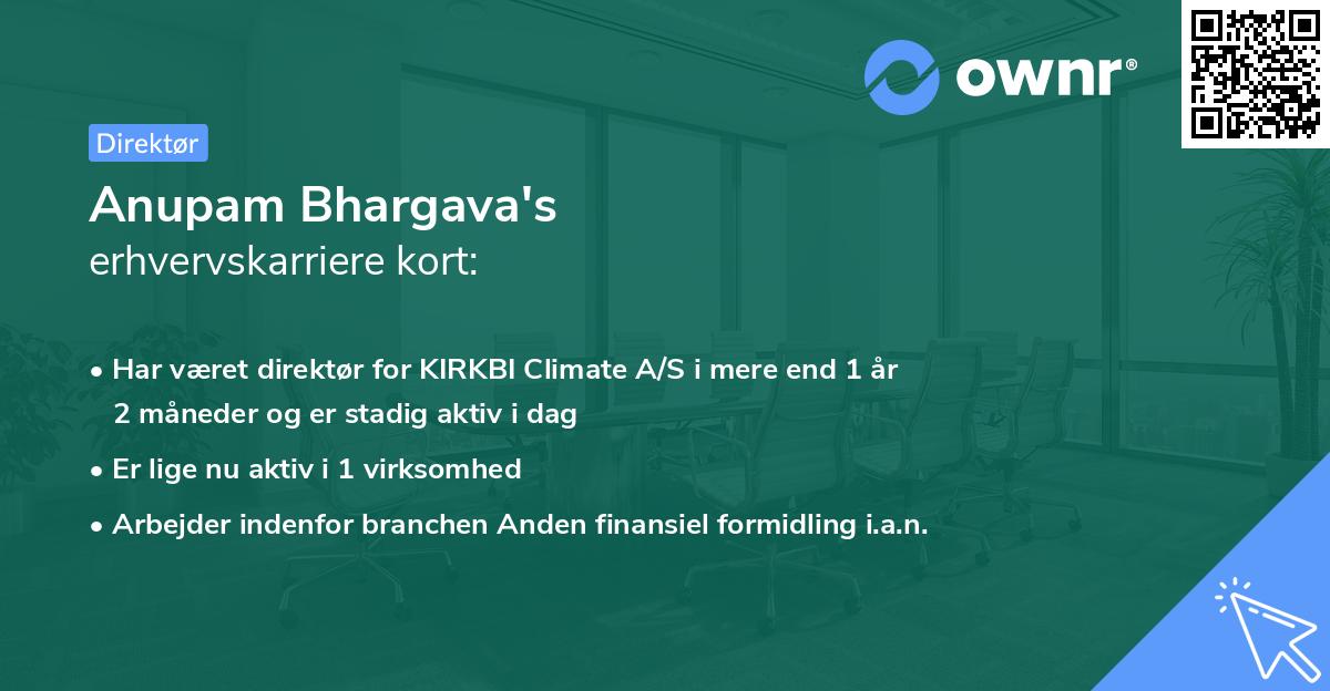 Anupam Bhargava's erhvervskarriere kort