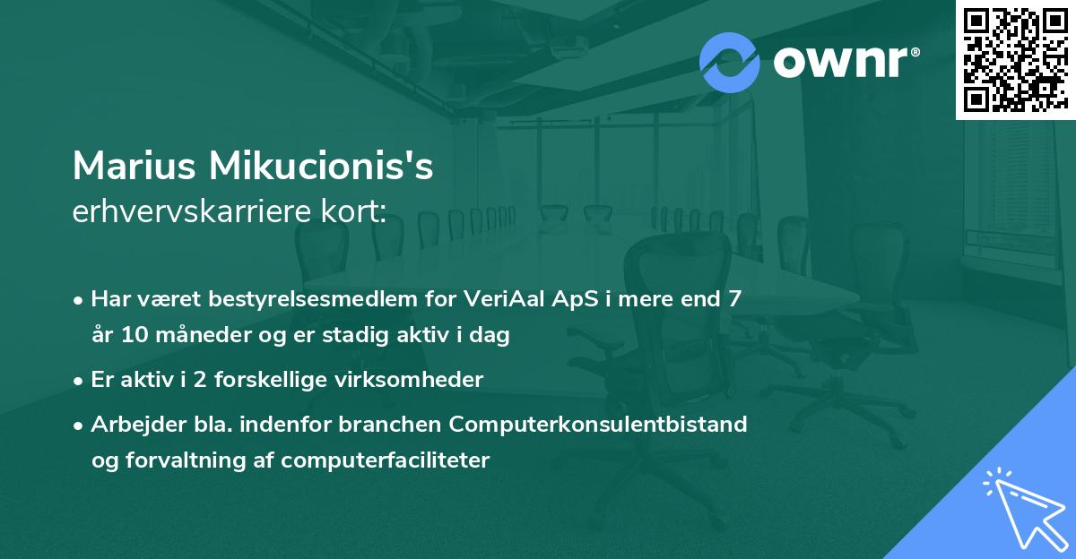 Marius Mikucionis's erhvervskarriere kort