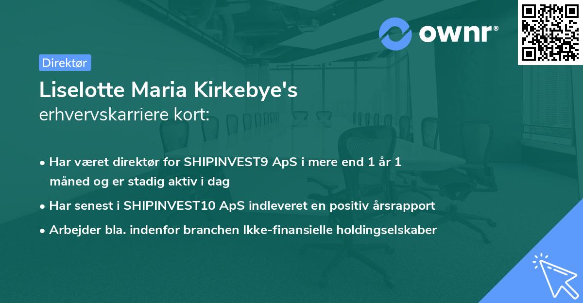 Liselotte Maria Kirkebye's erhvervskarriere kort
