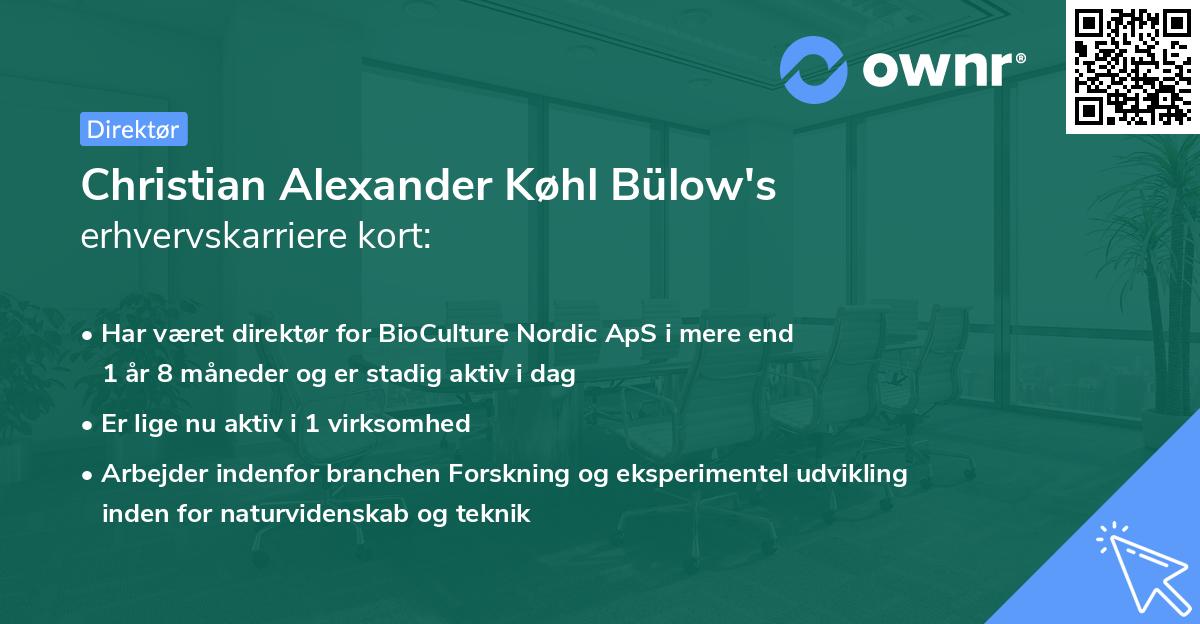 Christian Alexander Køhl Bülow's erhvervskarriere kort
