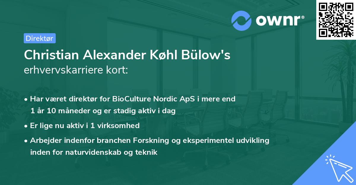 Christian Alexander Køhl Bülow's erhvervskarriere kort