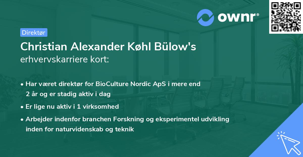 Christian Alexander Køhl Bülow's erhvervskarriere kort