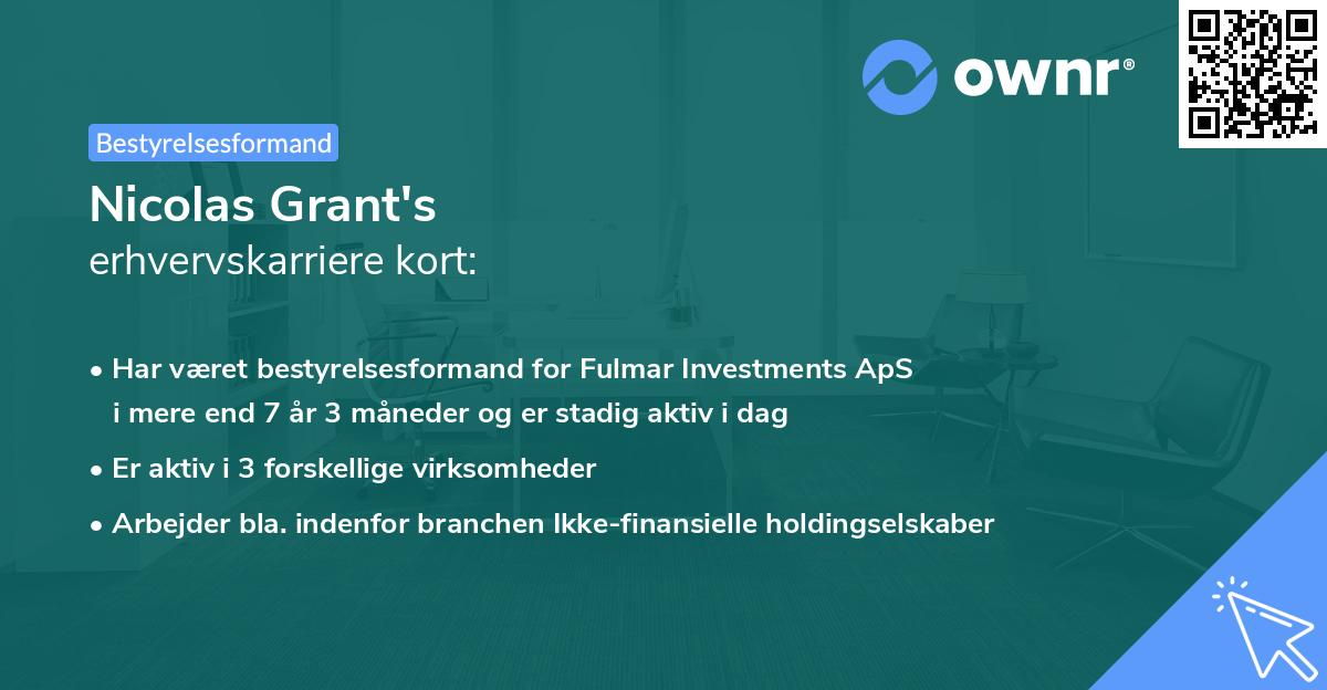 Nicolas Grant's erhvervskarriere kort