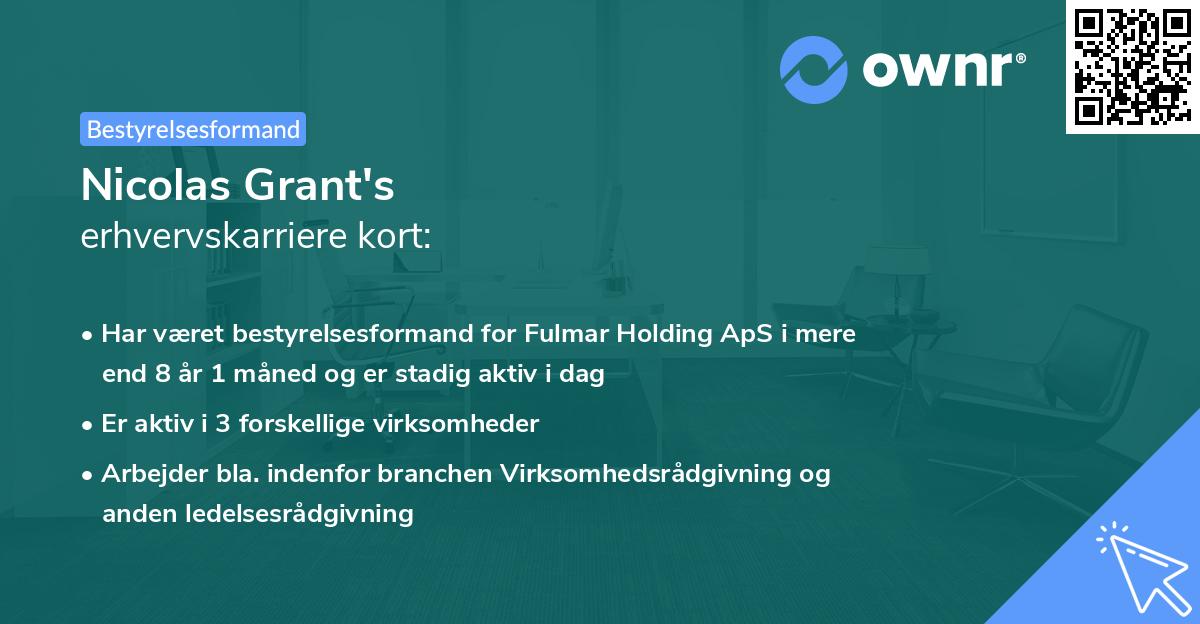 Nicolas Grant's erhvervskarriere kort