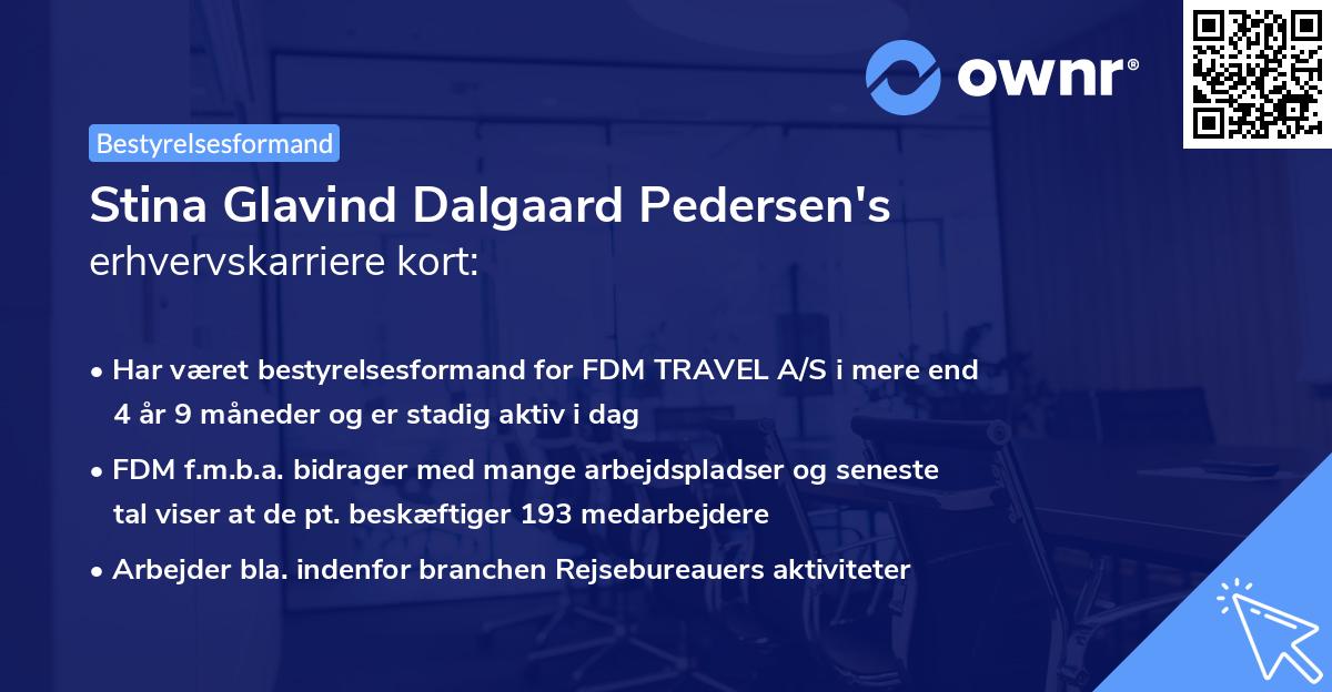 Stina Glavind Dalgaard Pedersen's erhvervskarriere kort