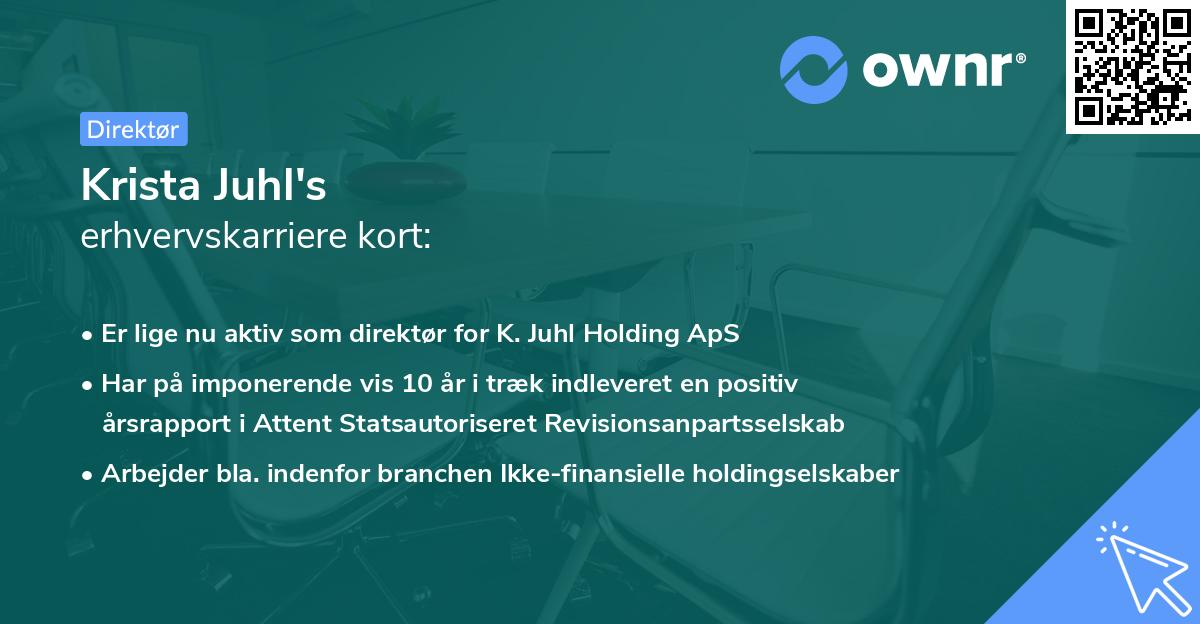 Krista Juhl's erhvervskarriere kort