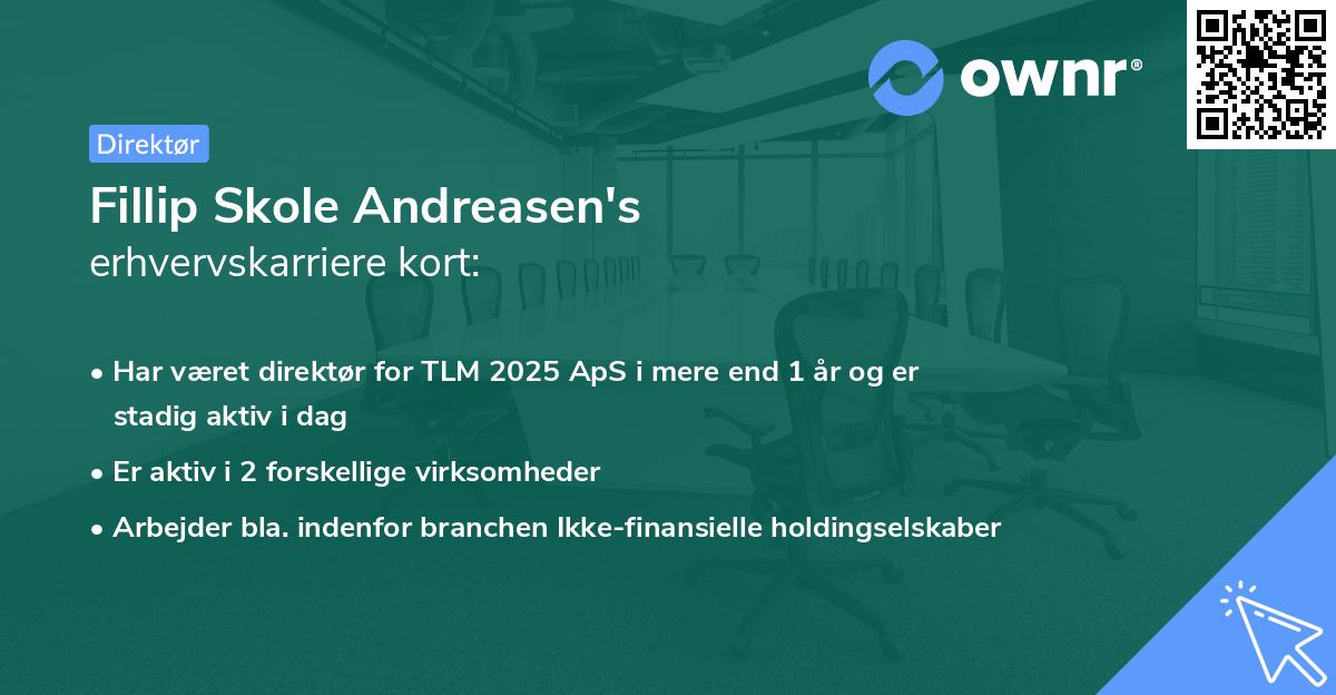 Fillip Skole Andreasen's erhvervskarriere kort