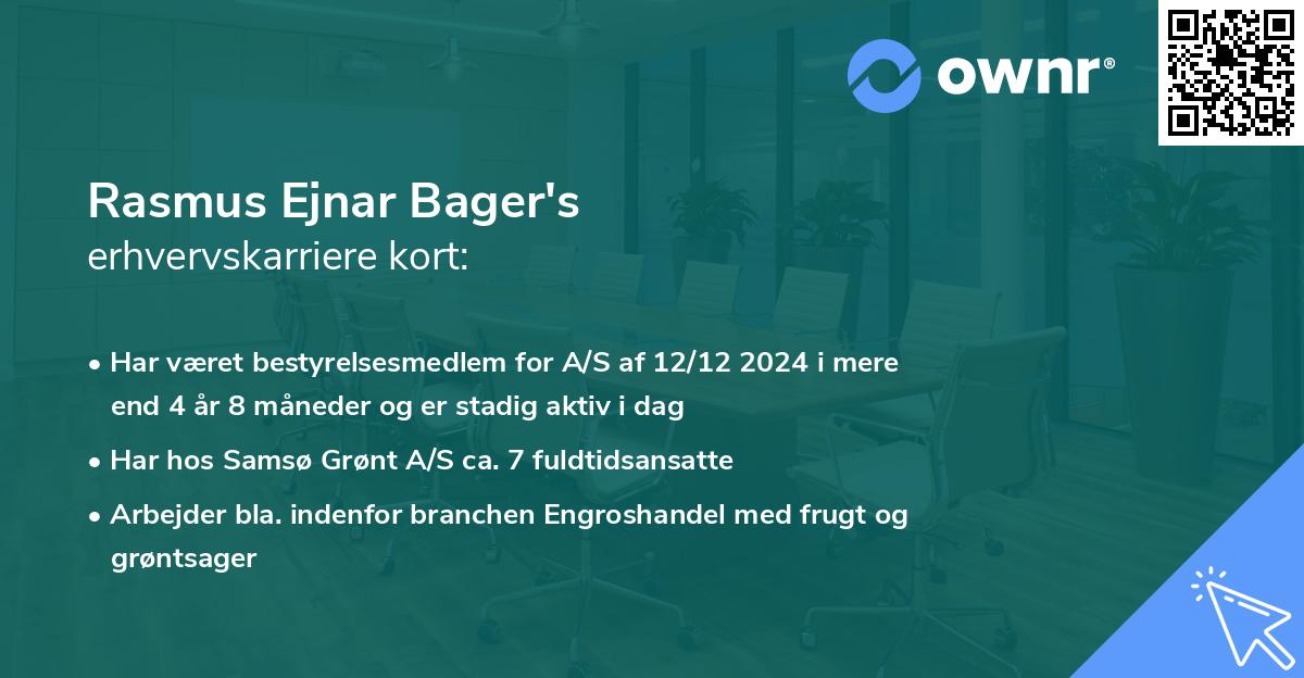 Rasmus Ejnar Bager's erhvervskarriere kort