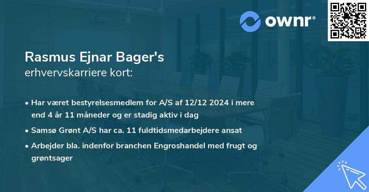 Rasmus Ejnar Bager's erhvervskarriere kort