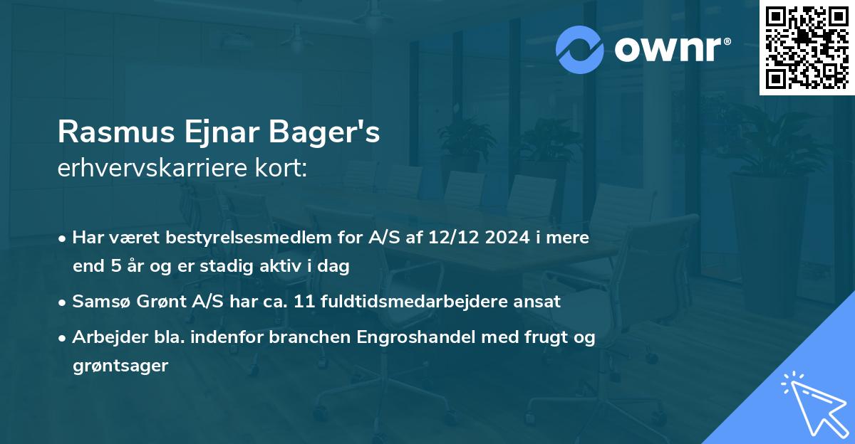 Rasmus Ejnar Bager's erhvervskarriere kort