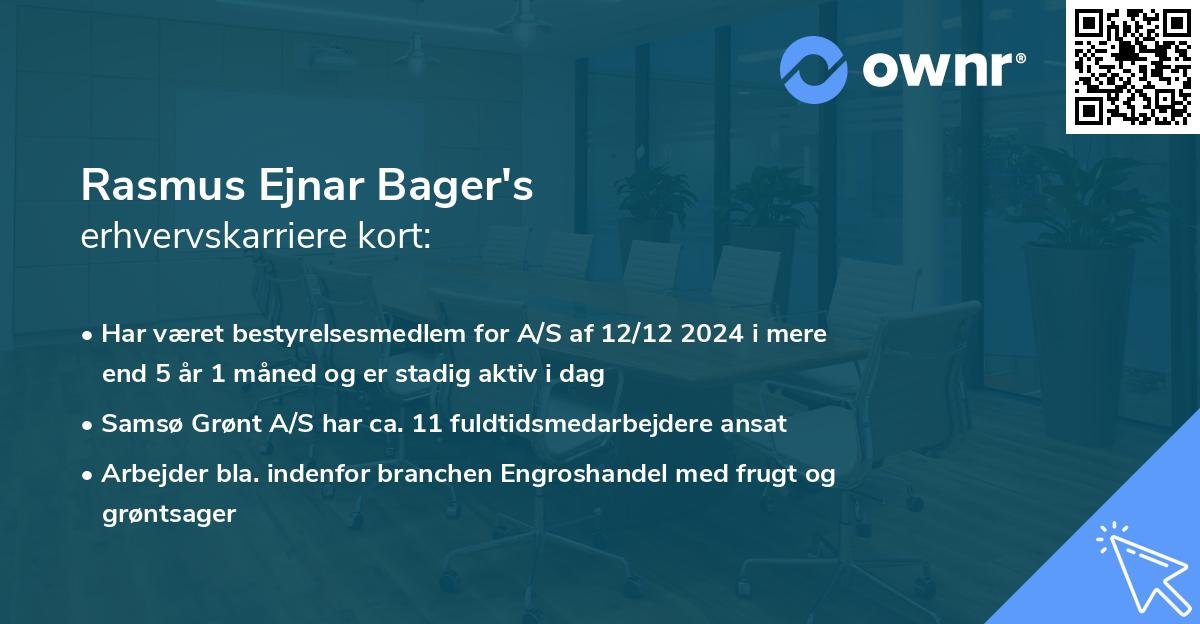 Rasmus Ejnar Bager's erhvervskarriere kort