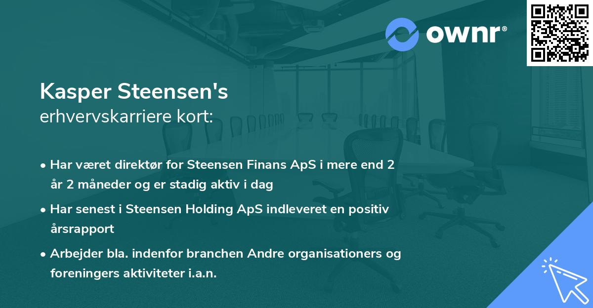 Kasper Steensen's erhvervskarriere kort