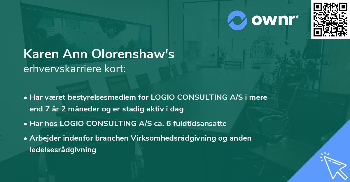 Karen Ann Olorenshaw's erhvervskarriere kort