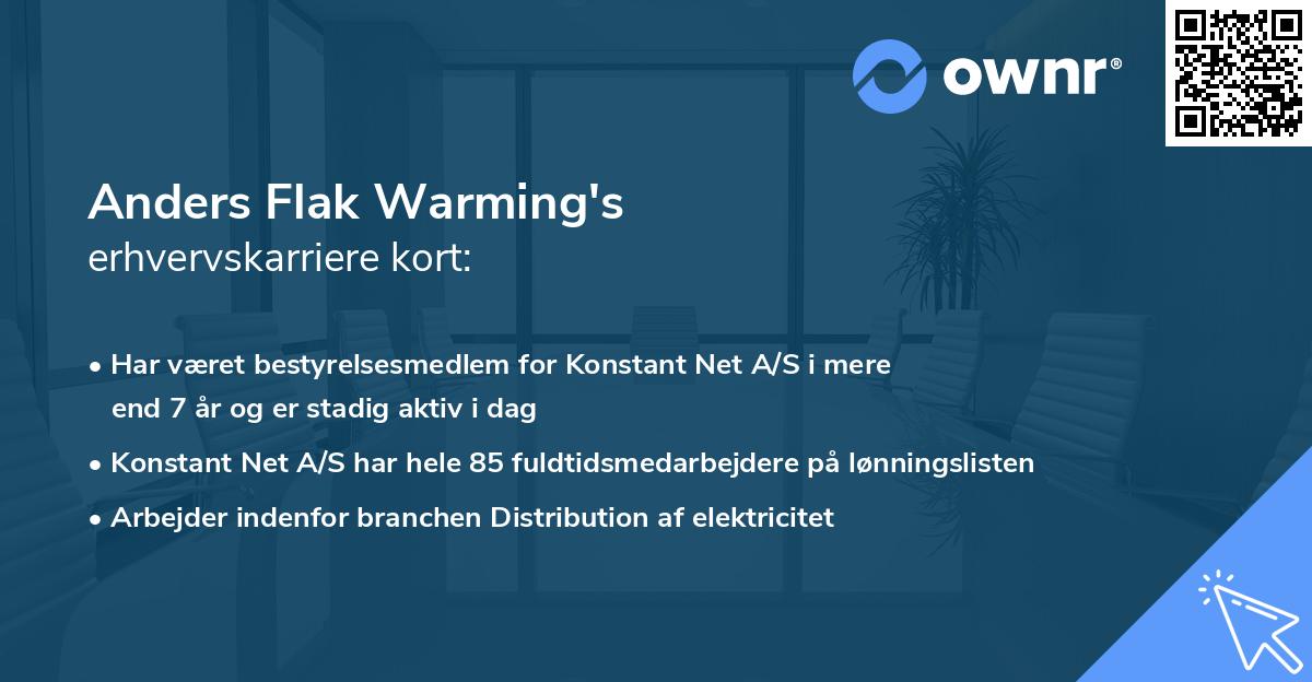 Anders Flak Warming's erhvervskarriere kort