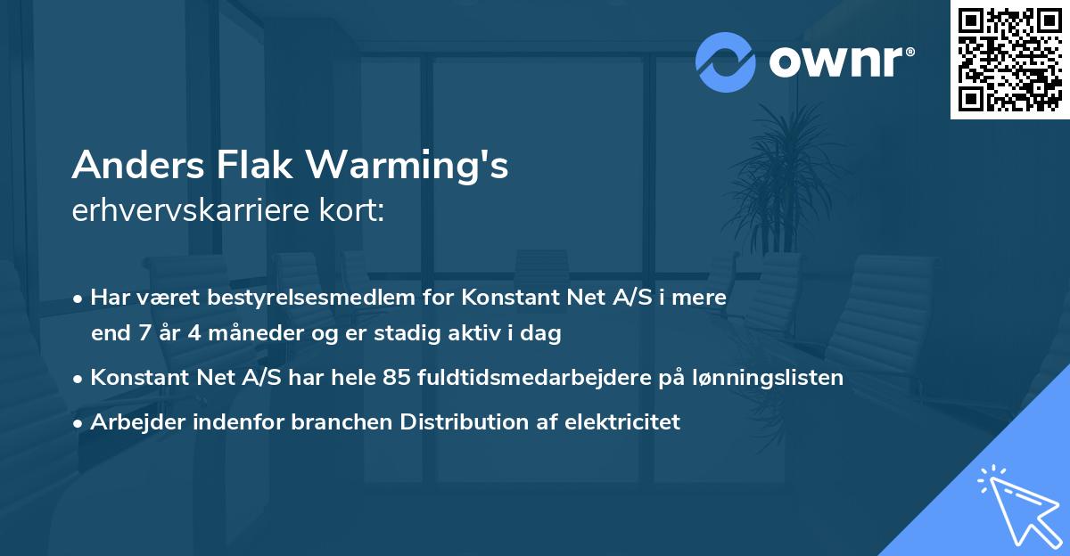 Anders Flak Warming's erhvervskarriere kort