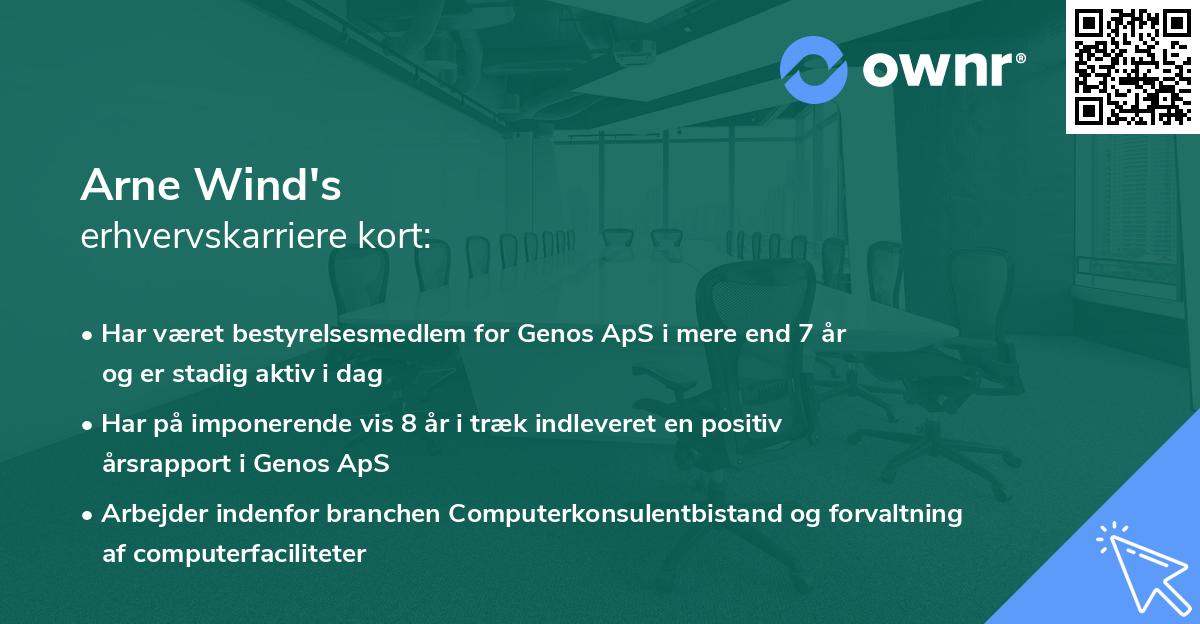 Arne Wind's erhvervskarriere kort