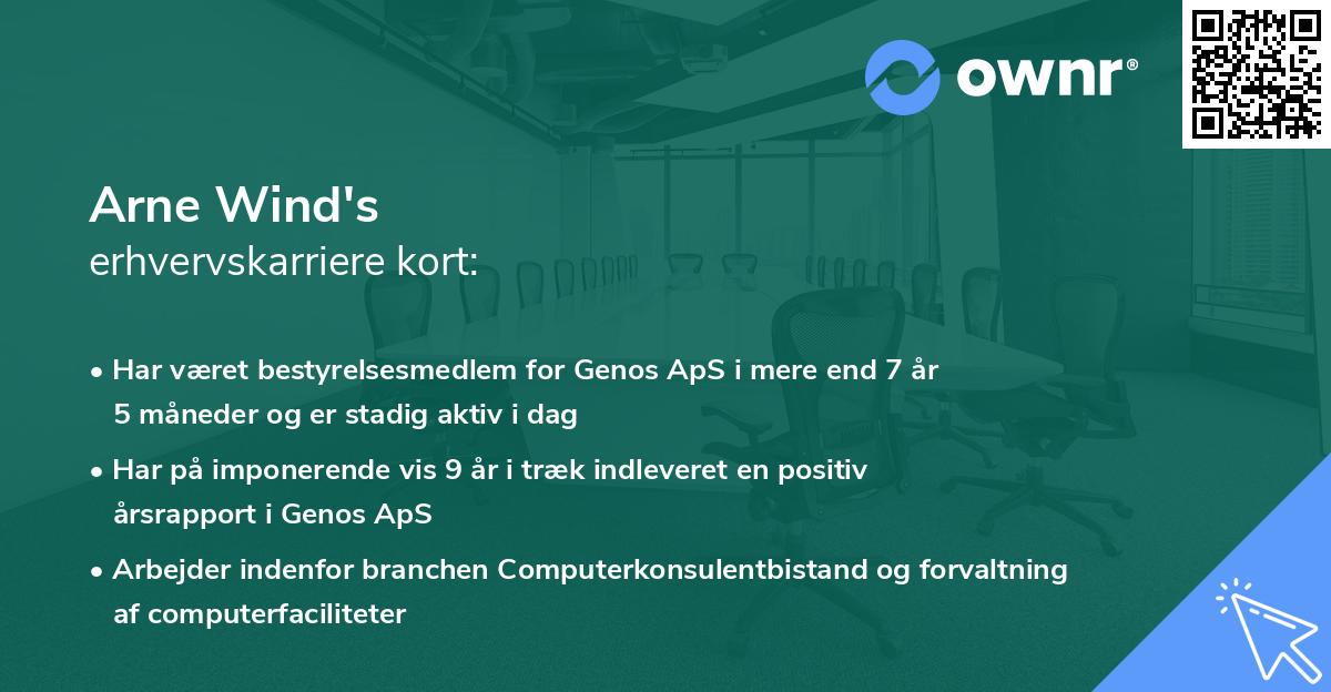 Arne Wind's erhvervskarriere kort