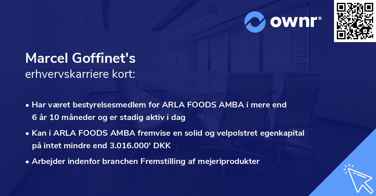 Marcel Goffinet's erhvervskarriere kort