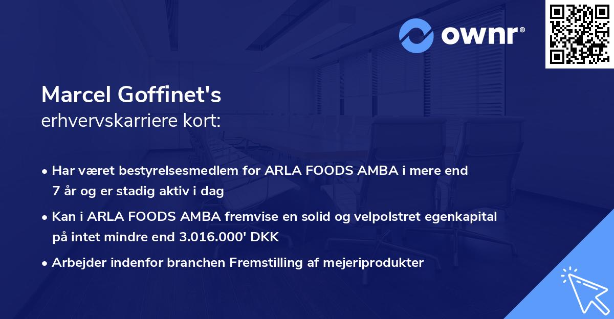 Marcel Goffinet's erhvervskarriere kort