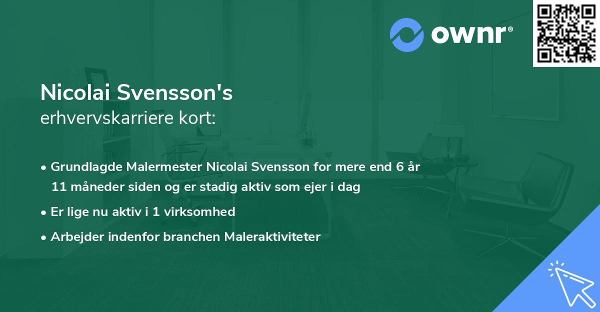Nicolai Svensson's erhvervskarriere kort