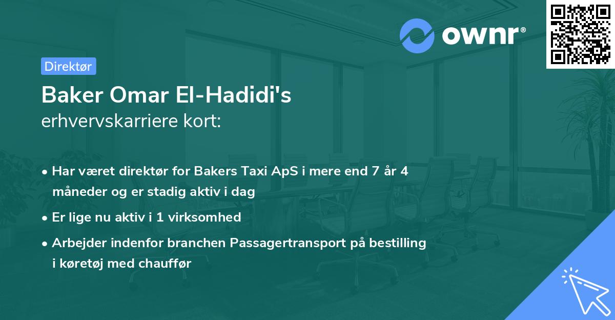 Baker Omar El-Hadidi's erhvervskarriere kort