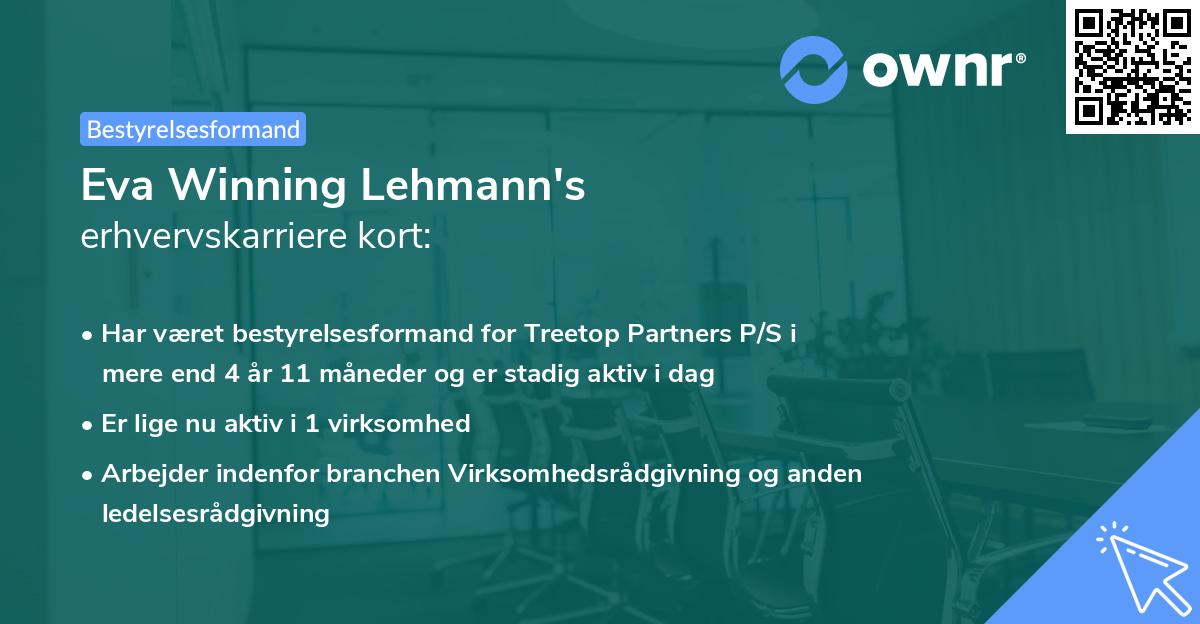Eva Winning Lehmann's erhvervskarriere kort