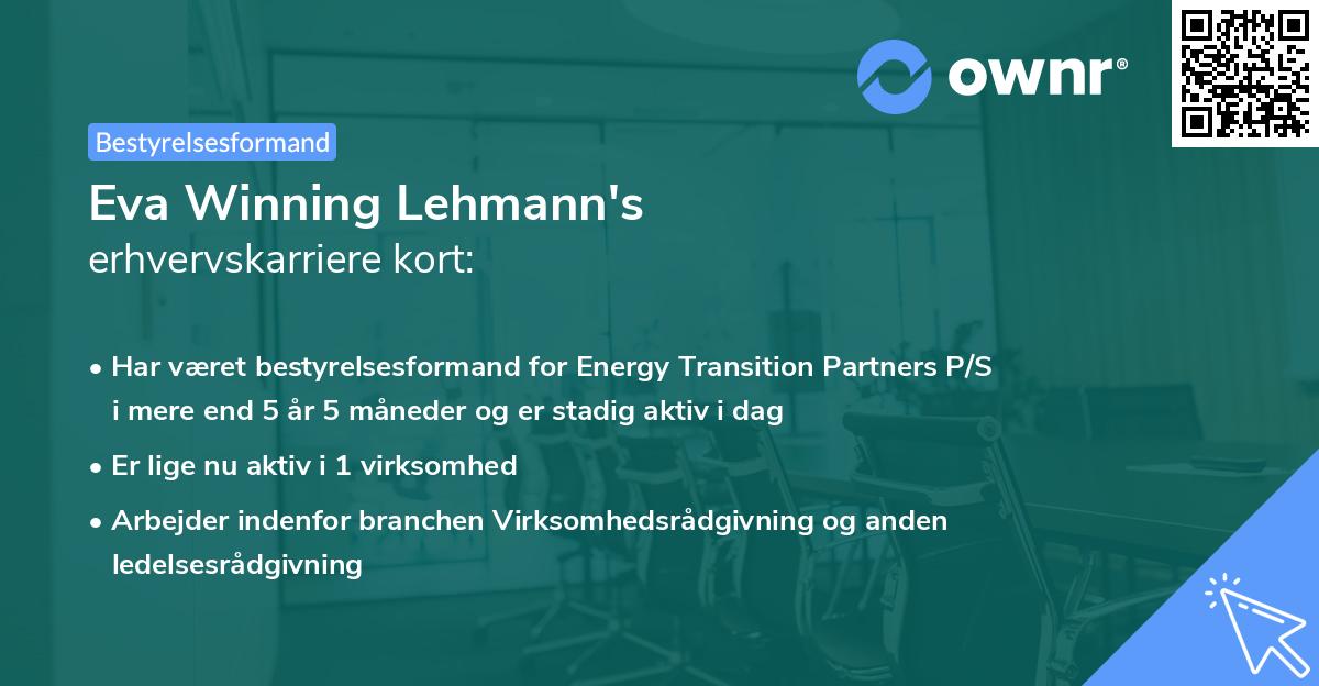 Eva Winning Lehmann's erhvervskarriere kort