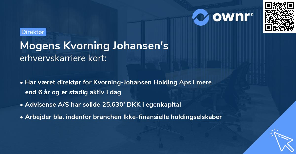 Mogens Kvorning Johansen's erhvervskarriere kort