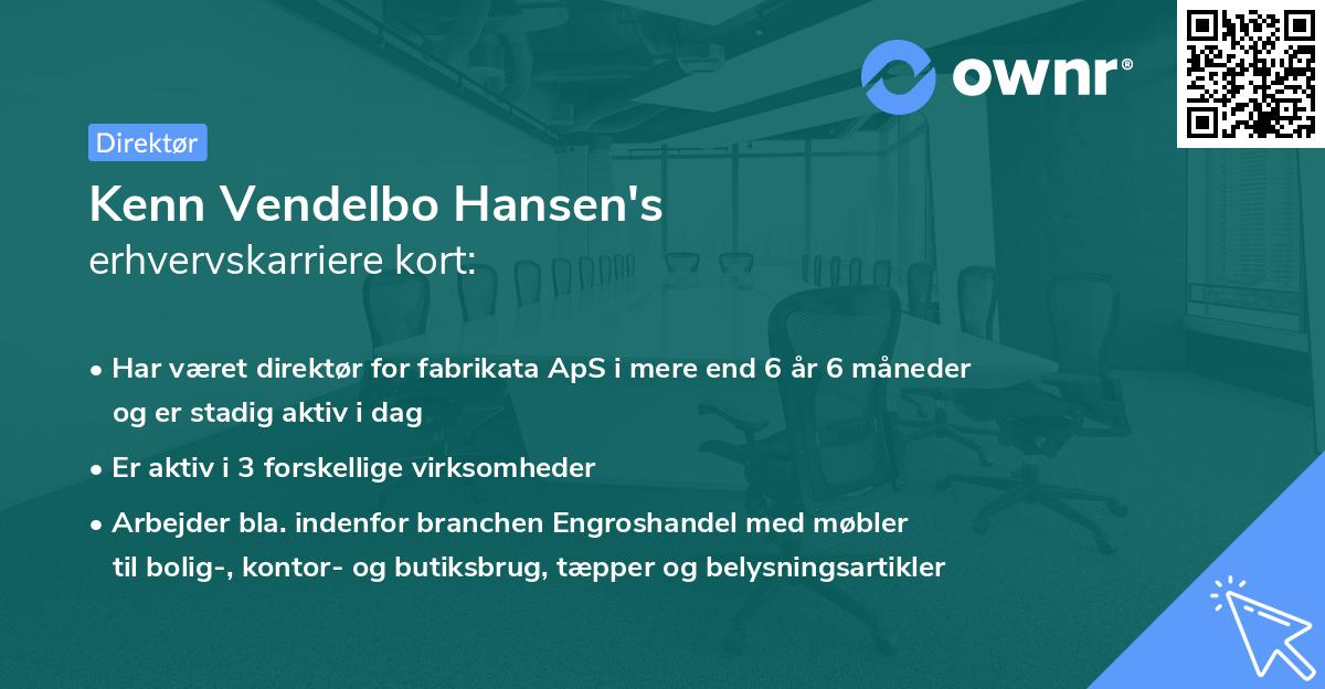Kenn Vendelbo Hansen's erhvervskarriere kort