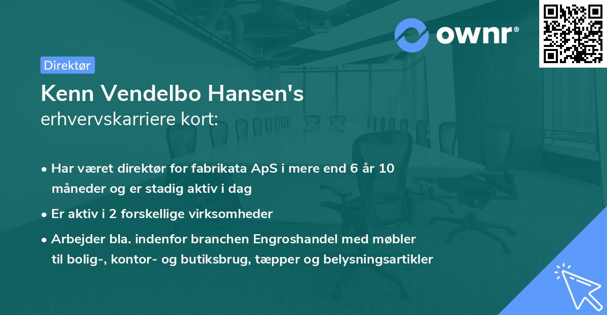 Kenn Vendelbo Hansen's erhvervskarriere kort