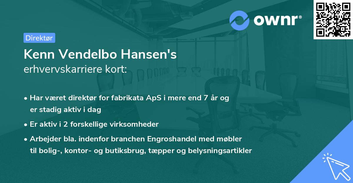 Kenn Vendelbo Hansen's erhvervskarriere kort